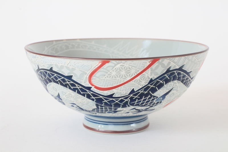 Mino ware Japanese Ceramics Rice Bowl Dragon silver made in Japan