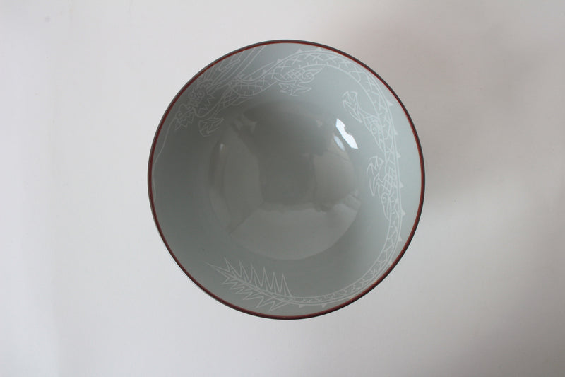 Mino ware Japanese Ceramics Rice Bowl Dragon silver made in Japan