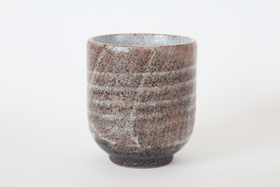 Mino ware Japanese Sushi Yunomi Chawan Tea Cup Brushed Brown on White