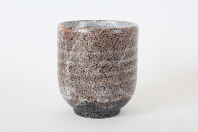 Mino ware Japanese Sushi Yunomi Chawan Tea Cup Brushed Brown on White
