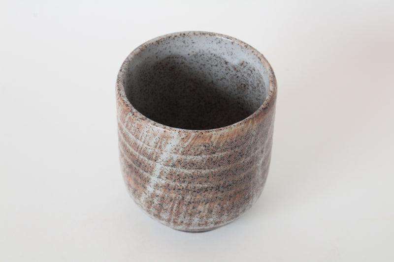 Mino ware Japanese Sushi Yunomi Chawan Tea Cup Brushed Brown on White