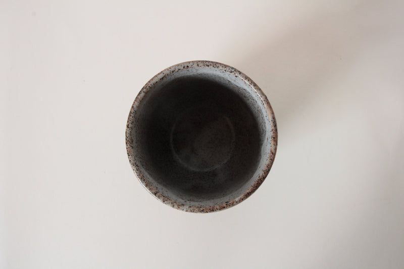 Mino ware Japanese Sushi Yunomi Chawan Tea Cup Brushed Brown on White