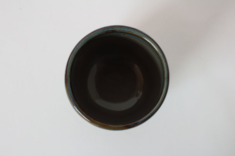 Mino ware Japanese Sushi Yunomi Chawan Tea Cup Plum Flowers Beige & Yellow Green