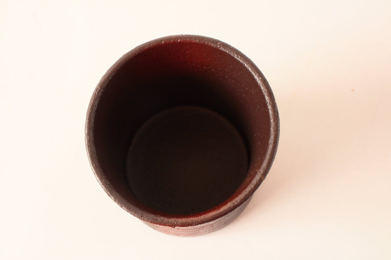 Mino ware Japanese Pottery Yunomi Chawan Tea Cup Hourglass Shape Burgundy Red made in Japan