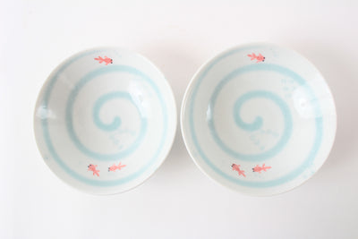 Mino ware Japan Ceramics Goldfish DeepPlate Set of Two