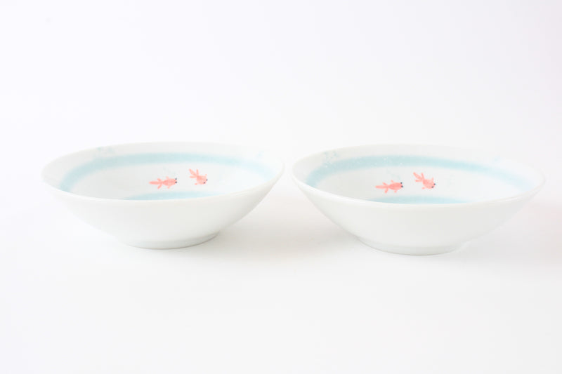 Mino ware Japan Ceramics Goldfish DeepPlate Set of Two