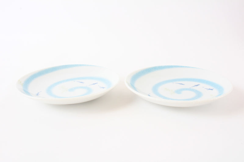 Mino ware Japan Ceramics Ricefish Plate Set of Two