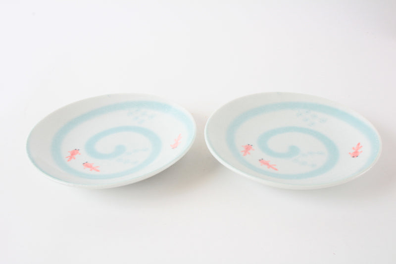 Mino ware Japan Ceramics Goldfish Plate Set of Two