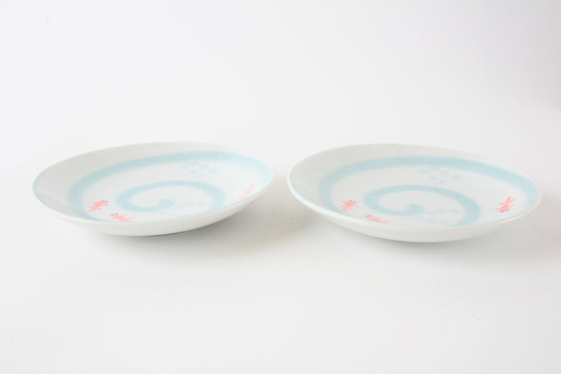 Mino ware Japan Ceramics Goldfish Plate Set of Two