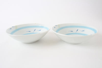 Mino ware Japan Ceramics Ricefish DeepPlate Set of Two