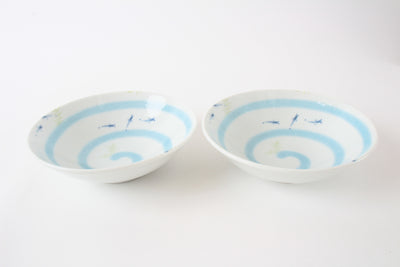 Mino ware Japan Ceramics Ricefish DeepPlate Set of Two