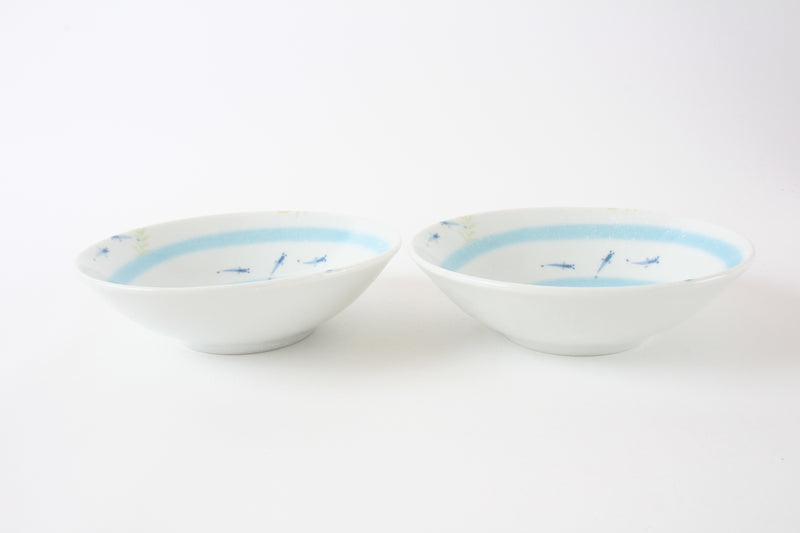 Mino ware Japan Ceramics Ricefish DeepPlate Set of Two