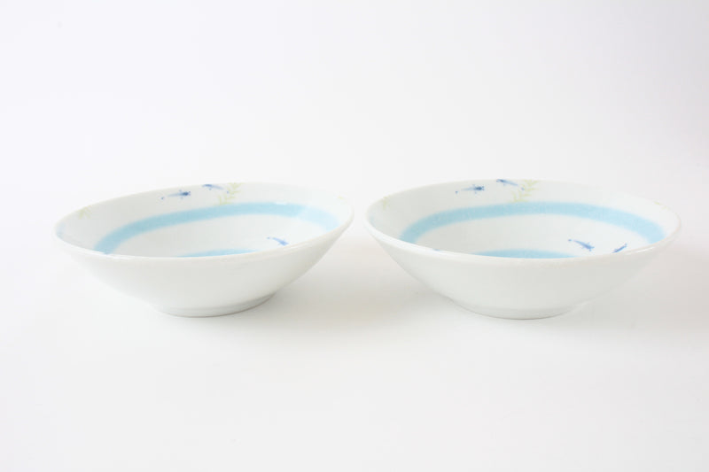 Mino ware Japan Ceramics Ricefish DeepPlate Set of Two