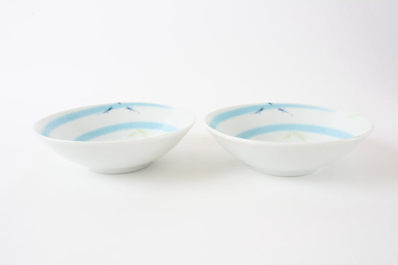 Mino ware Japan Ceramics Ricefish DeepPlate Set of Two