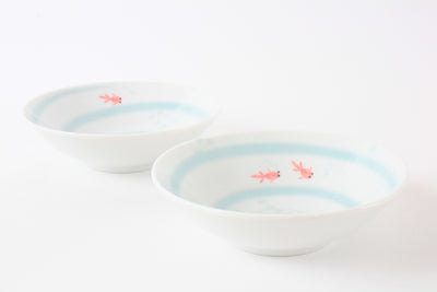 Mino ware Japan Ceramics Goldfish DeepPlate Set of Two