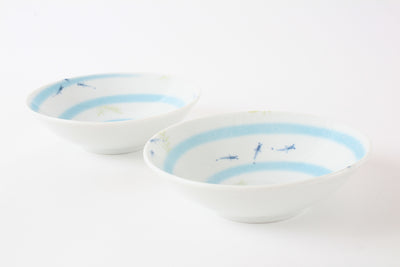 Mino ware Japan Ceramics Ricefish DeepPlate Set of Two