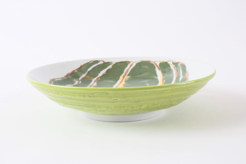 Mino ware Japanese Ceramics Pasta Plate Pumpkin Green Set of Two made in Japan