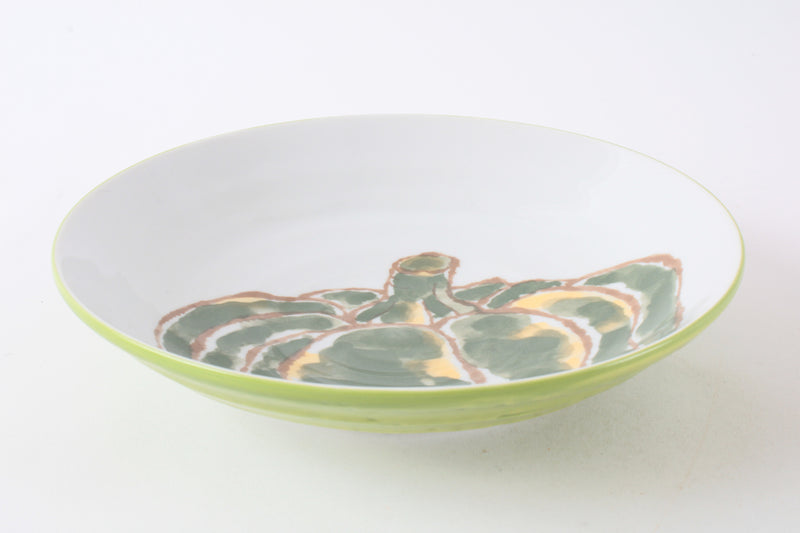 Mino ware Japanese Ceramics Pasta Plate Pumpkin Green Set of Two made in Japan