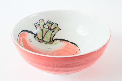 Mino Ware Japanese Ceramic Ramen Bowl with Turnip Design, Made in Japan