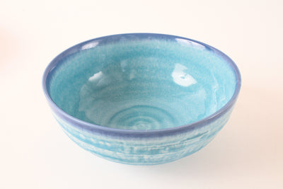 Mino Ware Japanese Ceramic Cyan Blue Large Ramen Donburi Bowl - Made in Japan