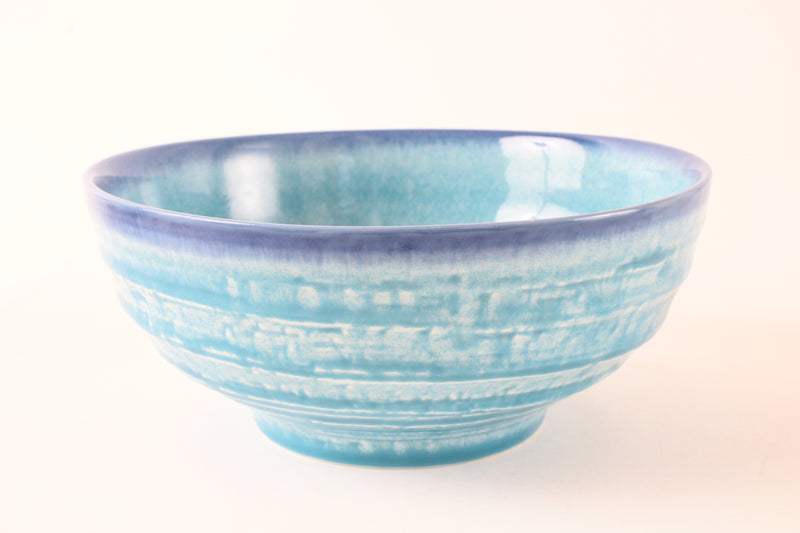 Mino Ware Japanese Ceramic Cyan Blue Large Ramen Donburi Bowl - Made in Japan