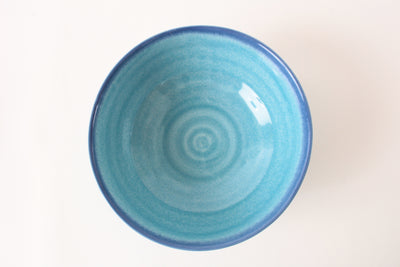 Mino Ware Japanese Ceramic Cyan Blue Large Ramen Donburi Bowl - Made in Japan