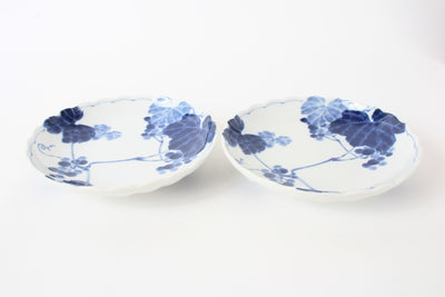 Mino ware Japanese Ceramics Indigo-dyed grapes Plate Set of Two