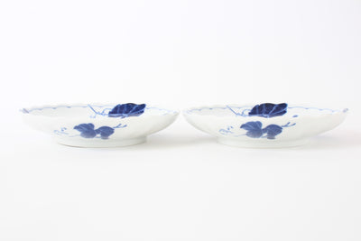 Mino ware Japanese Ceramics Indigo-dyed grapes Plate Set of Two