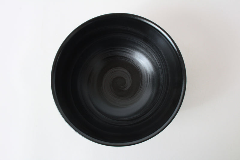 Mino ware Japan Ceramics Sanuki Bowl Donburi Carved Tokusa Black