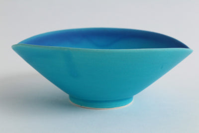 Mino ware Japanese Ceramics BLUE RIVERS Oval Plate Turquoise Blue Matte Finish