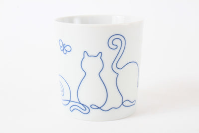 Mino ware Japanese Ceramics Lightweight Mug Cup Wire Art Cat Blue made in Japan