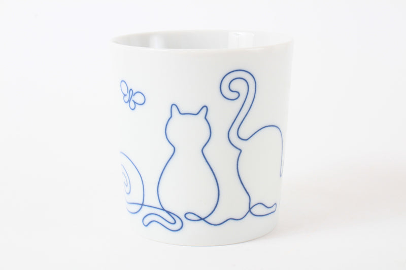 Mino ware Japanese Ceramics Lightweight Mug Cup Wire Art Cat Blue made in Japan