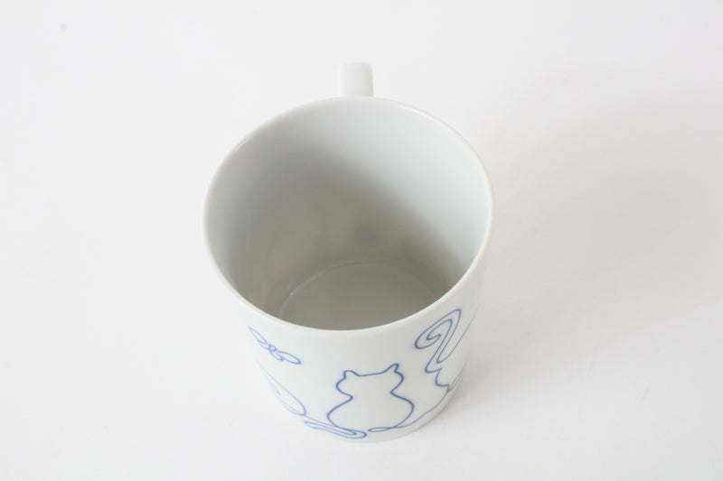 Mino ware Japanese Ceramics Lightweight Mug Cup Wire Art Cat Blue made in Japan