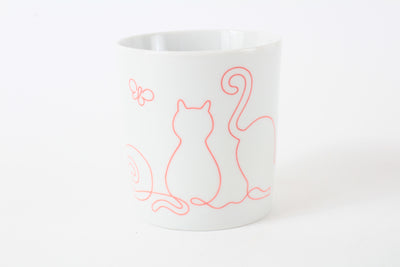 Mino ware Japanese Ceramics Lightweight Mug Cup Wire Art Cat Red made in Japan