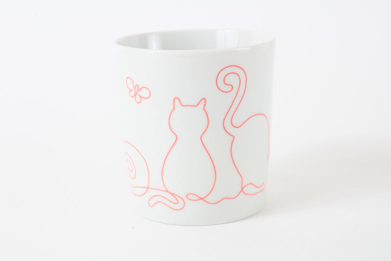 Mino ware Japanese Ceramics Lightweight Mug Cup Wire Art Cat Red made in Japan