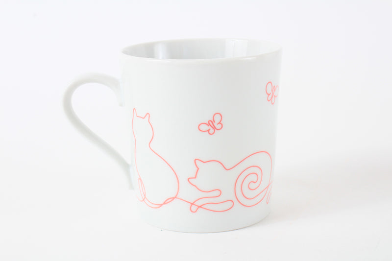 Mino ware Japanese Ceramics Lightweight Mug Cup Wire Art Cat Red made in Japan