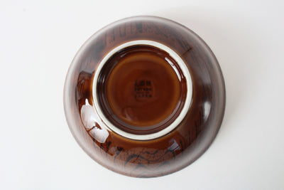 Mino Ware Japanese Ceramic Ramen Donburi Bowl w/ Wood Grain Pattern Dark Brown