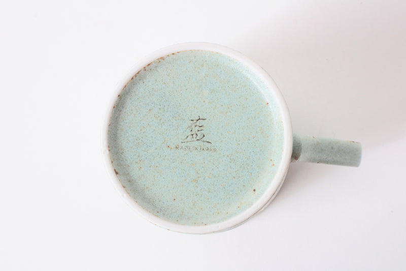 Mino Ware Japanese Ceramic Lightweight Mug Cup w/ Plum Flowers Rusuty Green