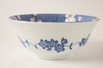 Mino ware Japanese Ceramics Large Rice Bowl  Sakura Blue Made in Japan