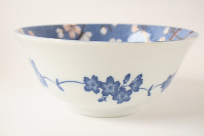 Mino ware Japanese Ceramics Large Rice Bowl  Sakura Blue Made in Japan