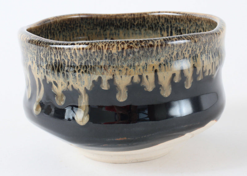 Mino ware Japanese Pottery Tea Ceremony Matcha Bowl Tenmoku Gold Pouring Black made in japan