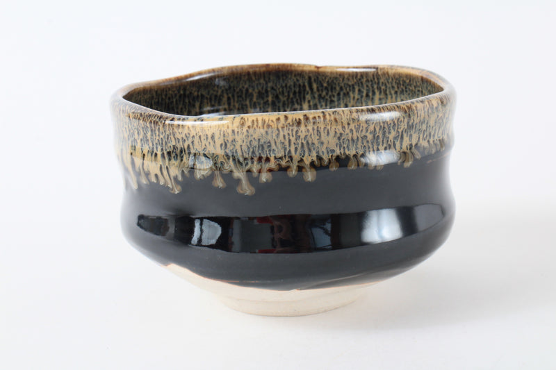 Mino ware Japanese Pottery Tea Ceremony Matcha Bowl Tenmoku Gold Pouring Black made in japan