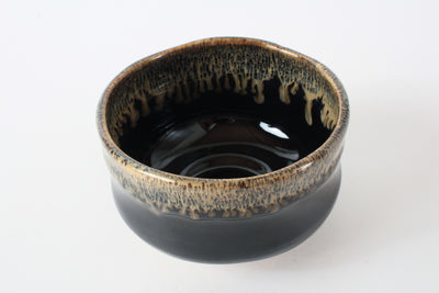 Mino ware Japanese Pottery Tea Ceremony Matcha Bowl Tenmoku Gold Pouring Black made in japan