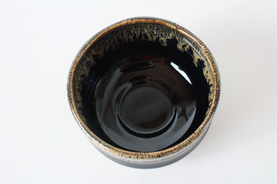 Mino ware Japanese Pottery Tea Ceremony Matcha Bowl Tenmoku Gold Pouring Black made in japan