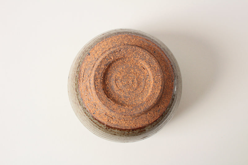 Mino ware Japan Pottery Large Bowl Cedar Brown Stripe (Matcha/Rice Bowl)