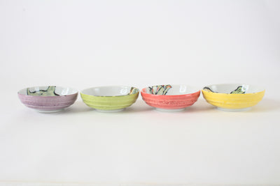 Mino ware Japanese Ceramics Small Plate Set of 4 Vegetable (Turnip、Pumpkin、Eggplant、Yellow Bell Pepper) Made in Japan