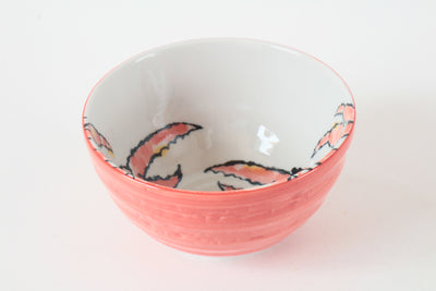 Mino ware Japanese Ceramics Large Rice Bowl Donburi w/ Red Crab Design Made in Japan