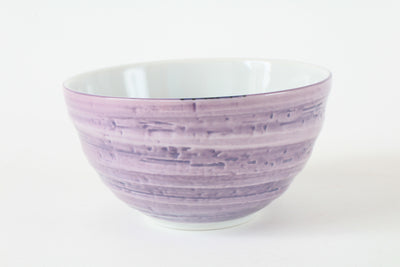 Mino ware Japanese Ceramics Large Rice Bowl Donburi w/ Purple Pufferfish Design Made in Japan