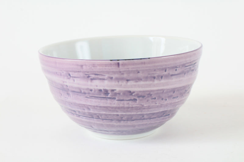 Mino ware Japanese Ceramics Large Rice Bowl Donburi w/ Purple Pufferfish Design Made in Japan