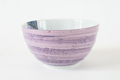 Mino ware Japanese Ceramics Large Rice Bowl Donburi w/ Purple Pufferfish Design Made in Japan